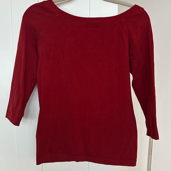 Wolford Women's Red Cordoba Boatneck Seamless Stretch Long Sleeve, Size M, EUC - Picture 2 of 5